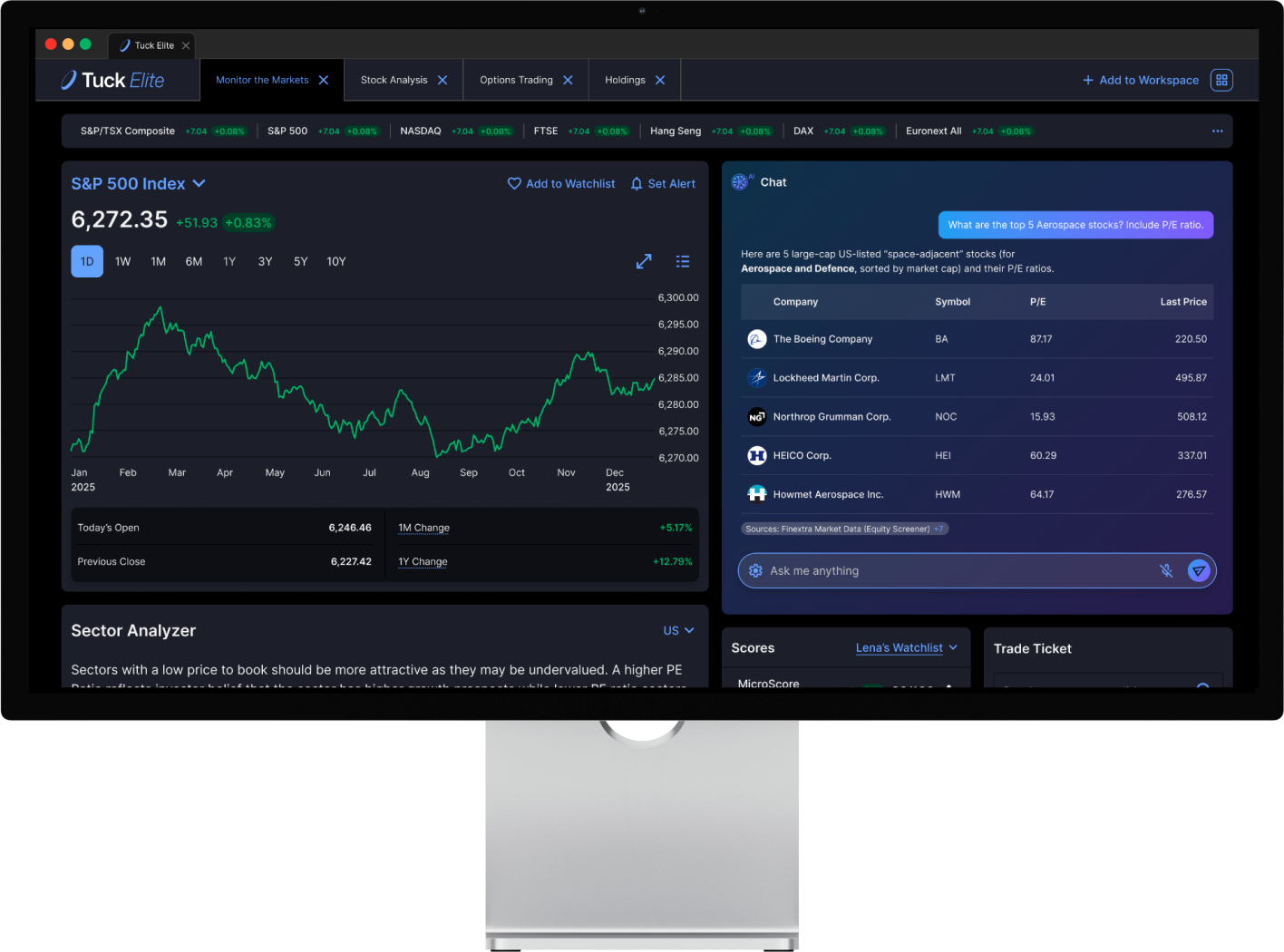 Tuck Elite, the Friar Tuck desktop dashboard, on a studio display